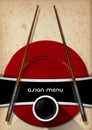 Asian Menu with Wooden Chopsticks Royalty Free Stock Photo