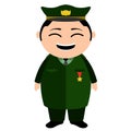 Asian military captain cartoon character