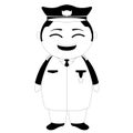 Asian military captain cartoon character