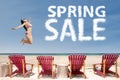 Asian model with spring sale cloud Royalty Free Stock Photo