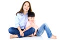 Asian mother and her son indoor portrait Royalty Free Stock Photo