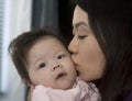 Asian Mother Kisses her daughter Royalty Free Stock Photo