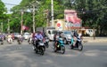 Asian motorbike crazy traffic on the street Royalty Free Stock Photo