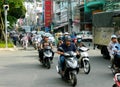 Asian motorbike crowd traffic on the street Royalty Free Stock Photo