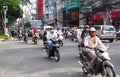 Asian motorbike crowd traffic on the street Royalty Free Stock Photo