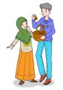 Asian muslim boy and girl