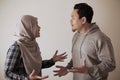 Asian muslim couple husband and wife having fight argue and ignoring on each other bad relationship in marriage