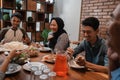Asian muslim family dinner together. break fasting