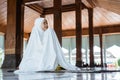 Asian Muslim girls kneel down worship and prays for Allah