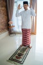 Asian muslim man solat and takbir Royalty Free Stock Photo