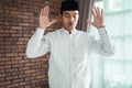 Asian muslim man solat and takbir Royalty Free Stock Photo