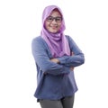 Muslim woman Smiling Friendly With Crossed Arms Royalty Free Stock Photo