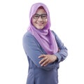 Muslim woman Smiling Friendly With Crossed Arms Royalty Free Stock Photo