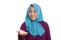 Muslim Woman Oferring or Showing Something on Empty Hand Royalty Free Stock Photo