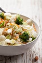 Asian Napa cabbage salad on weathered white wood Royalty Free Stock Photo