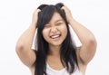 Asian neurotic girl screaming after a mistake Royalty Free Stock Photo