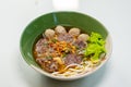 Thai Noodle beef is very delicious on table with vegetable Royalty Free Stock Photo