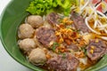 Thai Noodle beef is very delicious on table with vegetable Royalty Free Stock Photo