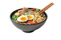 Asian noodle soup, ramen with chicken, vegetables and egg in black bowl, Royalty Free Stock Photo