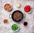 Asian noodles soba with various ingredients Royalty Free Stock Photo