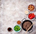 Asian noodles soba with various ingredients Royalty Free Stock Photo