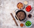 Asian noodles soba with various ingredients Royalty Free Stock Photo