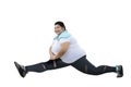 Asian obese woman doing split exercise