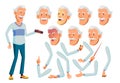 Asian Old Man Vector. Senior Person. Aged, Elderly People. Activity, Beautiful. Face Emotions, Various Gestures