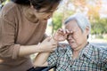 Asian old people is crying,elderly woman with depression is bored of herself,feels herself worthless,patient have idea of wanting Royalty Free Stock Photo