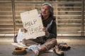 Concept of social problem of poverty and homeless people Royalty Free Stock Photo