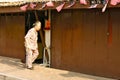 Asian old woman walking