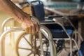 Asian old woman standing with her hands on a walker stand,Hand o Royalty Free Stock Photo