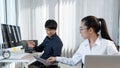 Asian Outsource Software engineer Developer Team Working Code to find solution to problem In Modern Office, Startup business group