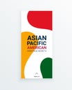 Asian Pacific American Heritage Month vector flyer template with red, yellow and green staines on white background.