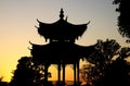 Asian pagoda silhouette Royalty Free Stock Photo