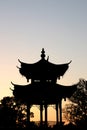 Asian pagoda silhouette in the sunset Royalty Free Stock Photo