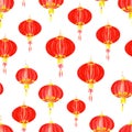 Asian paper lantern seamless vector pattern