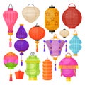 Asian paper traditional bright colorful lantern set Royalty Free Stock Photo