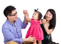 Asian parent play with baby daughter