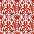 Asian pattern. east seamless ornament. watercolor ethnic background