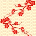 Asian pattern. Japanese, Chinese. Cherry blossom. Ornament. with oriental motifs. Vector Royalty Free Stock Photo