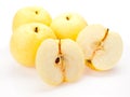 Asian pears sliced open