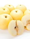 Asian pears sliced open