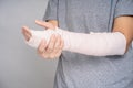 Asian people broken arms from sports accidents. In the studio, injury