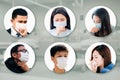 Asian people suffer from cough with face mask protection Royalty Free Stock Photo