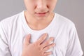 Asian people wear white shirts, have chest pain and difficulty breathing from the virus in the air