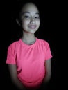 Thin Philippina Girl Preteen Isolated On Black