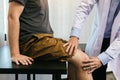 Asian physiotherapists are checking patients' knees Royalty Free Stock Photo