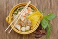 Asian pork noodle in the bowl Royalty Free Stock Photo