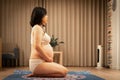 asian Pregnant Yoga for birth preparation Royalty Free Stock Photo